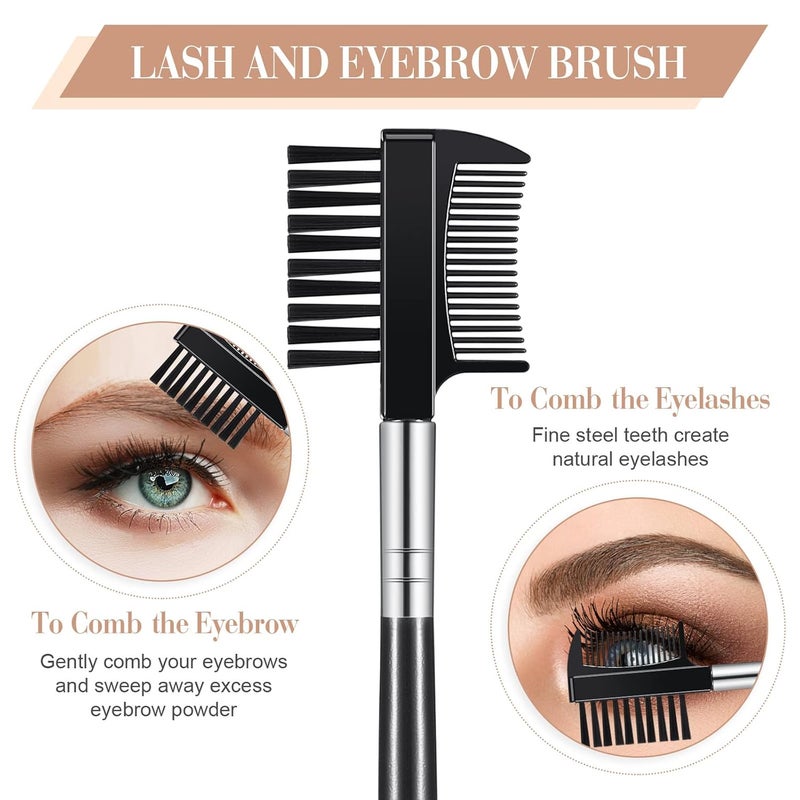 Skyley 4 Pieces Eyebrow Brush Eyelash Separator Brow Comb and Lash Spoolie Professional Eye Makeup Tools Metal Folding Lash Comb Black Double Head Eyelash Brush - Image 5